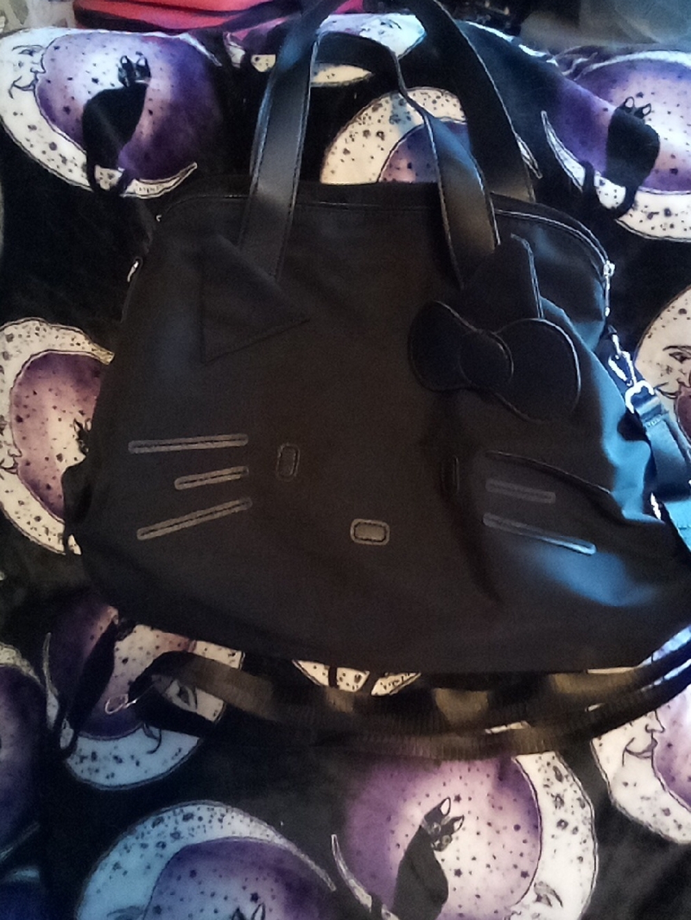 Hello Kitty Black Cute Cat Accent Tote Bag